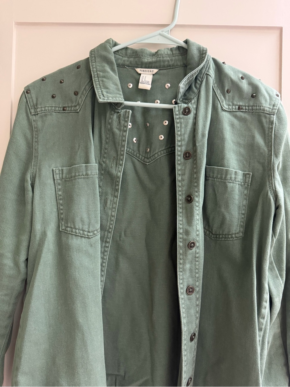 Sage Green Studded Utility Jacket